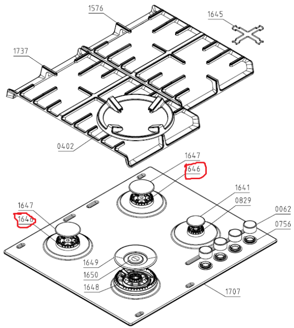 Dujinės viryklės GORENJE dujų paskirstymo padas vidutinis 69.1mm - Image 3