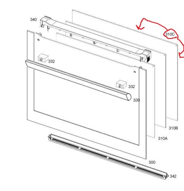 Orkaitės AEG, ELECTROLUX vidinis durų stiklas, su šilkografija, palaiko pirolizės funkciją, 504x397mm - Image 3