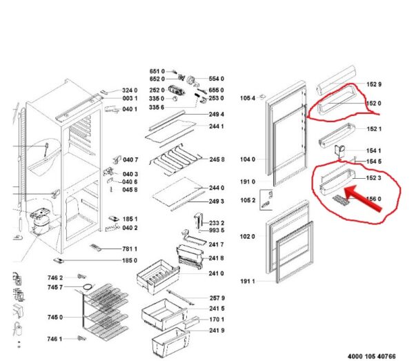 Refrigerator WHIRLPOOL, BAUKNECHT, IKEA, HOTPOINT door shelf,top,bottom, 440x105x65mm.alternative - Image 2