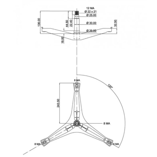 Skalbimo mašinos kryžmė SAMSUNG, 6205, 6206 guoliai, ašis 13,5cm, 35x65,55x10/12 riebokšlis,1400RPM užsakomi atskirai - Image 2