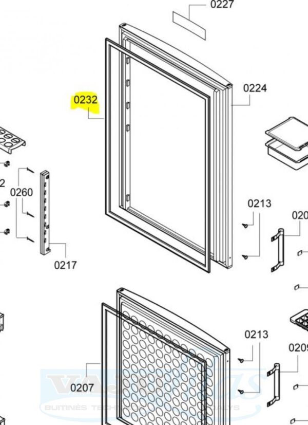 Šaldytuvo BOCH ,SIEMENS,NEFF viršutinė durų tarpinė,113.2cm x 56.5cm,orig. DOOR SEAL KGN39 GREY NF12 - Image 3