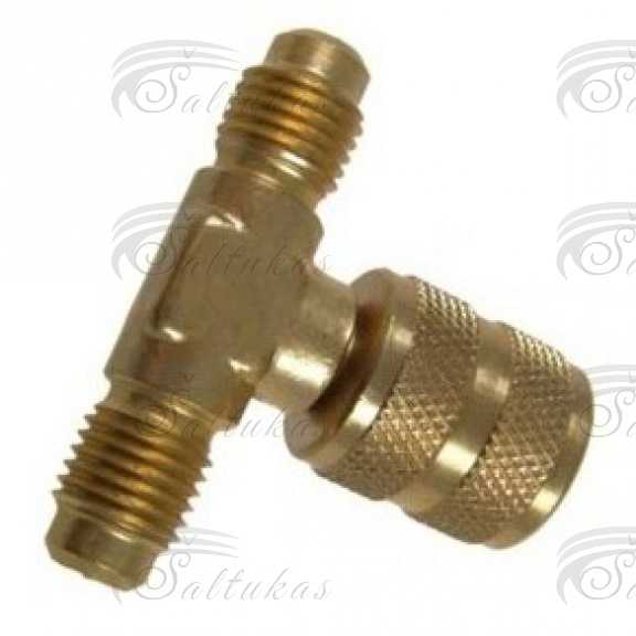 Pramoninio šaldytuvo perėjimas trišakis 90°C, T – 1/4 “SAE x 1/4” SAE x 1/8 “NPT – F Connections - transitions
