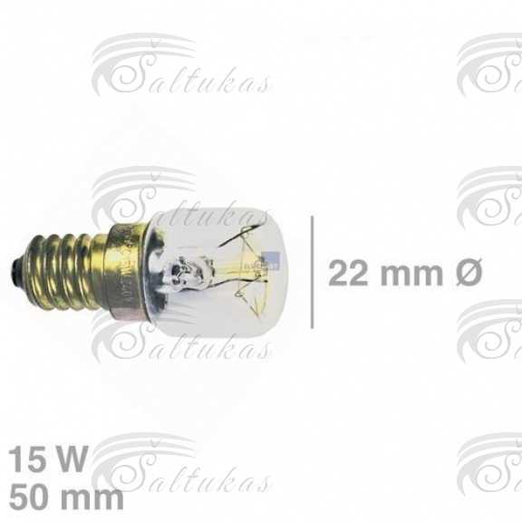 Orkaitės lemputė 15W, 240V, E14, 230V, 300°C (50x22mm) Led-backlight caps for electric stoves, microwave ovens and refrigerators, etc.