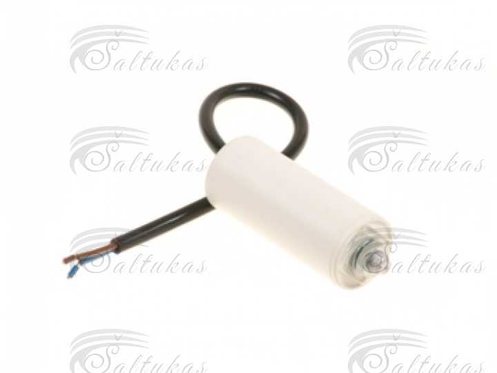 Kondensatorius 8µF (mikrofaradai), SC1161, 450-500V, d=35x65mm, kabelis + varžtas Capacitors