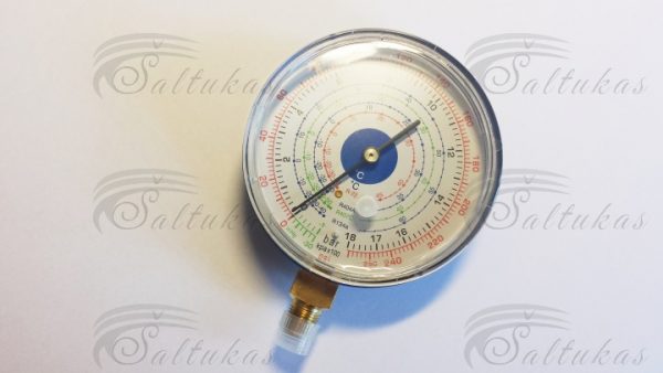 Manometras 1/8" NPT, R22, R134a, R404A, R407C, skersmuo 80mm, -1 iki 17.5bar, žemo slėgio