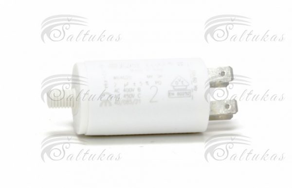 Kondensatorius 2µF (mikrofaradai), SC1141, d = 30x57mm, 4 kontaktai + varžtas
