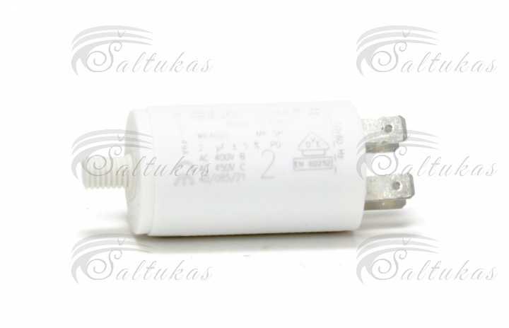 Kondensatorius 2µF (mikrofaradai), SC1141, d = 30x57mm, 4 kontaktai + varžtas Capacitors