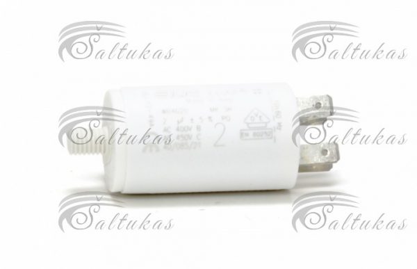 Kondensatorius 3µF (mikrofaradai), 450V, SC1141, d=30x57mm, 4 kontaktai