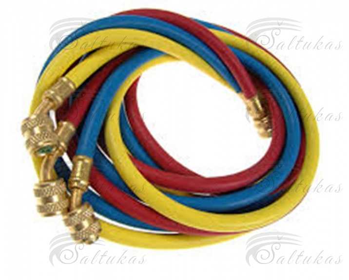 Užpildymo žarnelio komplektas  9881276, CCL-60, REFCO – 9881276, CCL-60, 1/4″ SAE, 3 x 1,5 m, Raudona, Geltona, mėlyna Filling hoses