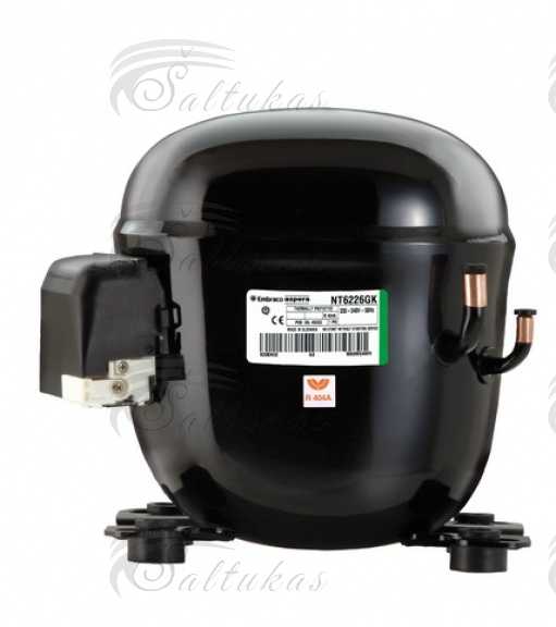 Kompresorius EMBRACO,  NT6222GK, R404, R507, 220-240V, 1/50Hz, 1HP, prie -15°C  1245W, (+10°C iki -20°C) Compressors for industrial refrigerators