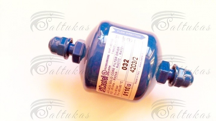 Filtras CASTEL 4203/2, 032, 1/4” SAE, prisukamas Filters for industrial refrigerators, their nuts
