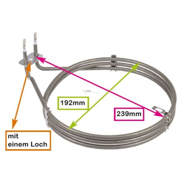 Oven heating element AEG, ELECTROLUX, ZANUSSI 2000W, 178mm – 192mm - Image 2