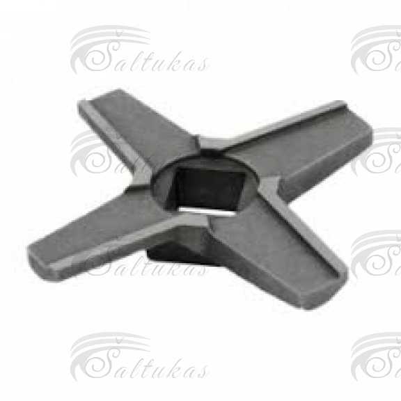 Peilis mėsmalei BORK, ZELMER, BOSCH, MOULINEX, KENWOOD, ašmenys iš vienos pusės. Vidinė skylė 10x10mm. Tinka mėsmalėms su 62mm diametro sieteliu. Mėsmalės sraigto ant kurio dedasi peiliukas antgalio ilgis – 12 mm Parts of the meat grinder