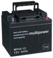 Battery MP45-12 MULTIPOWER Voltage: 12V, Capacity: 45Ah, Type: Lead gel battery, Chemistry: Lead-acid battery (Pb), Rechargeable Silicone adhesives insulation battery batteries Bearded,epilators, etc.