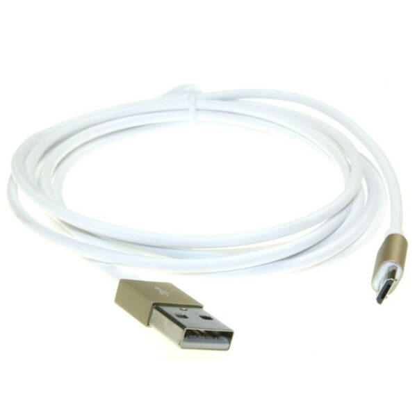 USB LEAD - USB-A 2.0 PLUG / MICRO-USB-B PLUG, WHITE, 1M
