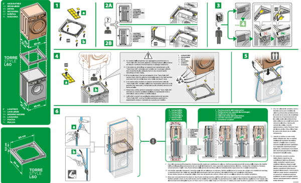 Universal frame for connecting a washing machine and dryer, 60 cm wide and 60 cm deep. MELICONI. TORRE STYLE L60 BUILD-IN FRAME - Image 2