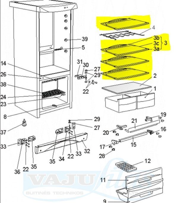 Glass shelf for SNOWFLAKE, SEVERIN, Middle, Upper, 495x281mm, RF270, RF300, RF310, RF315, RF360 models - Image 2