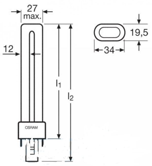 Hood AEG, ELECTROLUX, ZANUSSI fluorescent lamp,OSRAM, 9W, G23 plinth, 2700K - Image 2