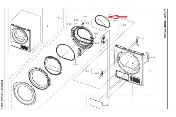 Dryer SAMSUNG door gasket,volume: 1,12m. SEAL AIR; DV6000K,TPE,XR-1045 - Image 2