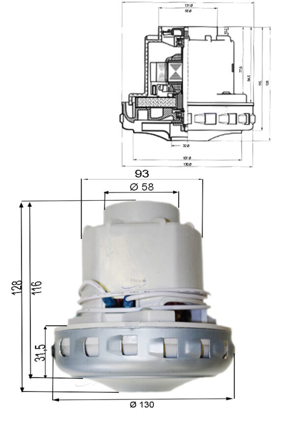 Nilfisk vacuum cleaner motor,1200W 230V - Image 2