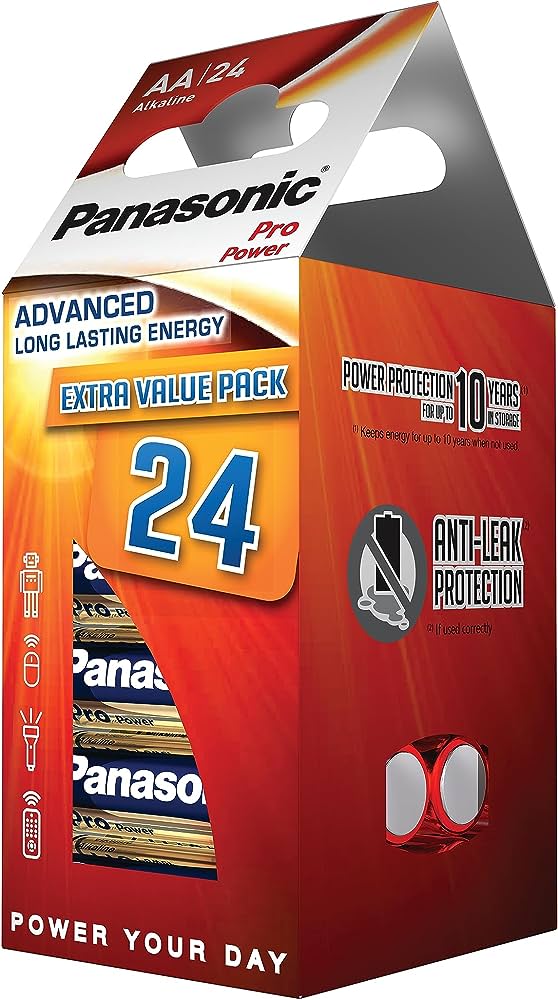 Batarea LR6PPG/24CD PANASONIC, LR6 PRO POWER ALCALINE BATTERY AA 1.5V ,24 pcs Silicone adhesives insulation battery batteries Bearded,epilators, etc.