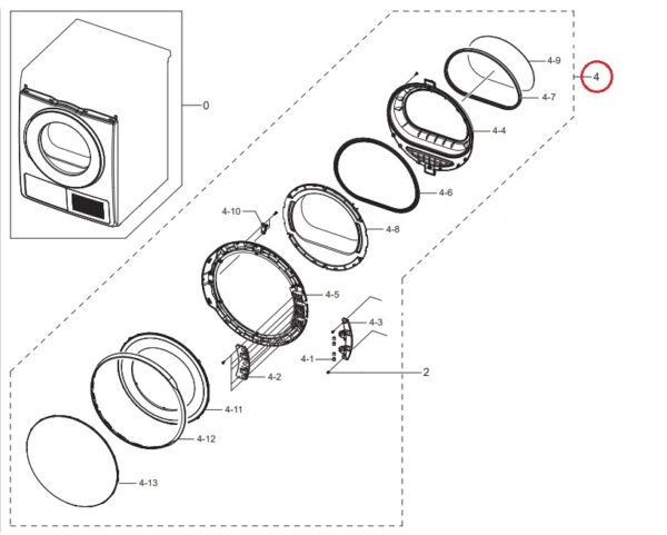 Dryers SAMSUNG doors in the kit. ASSY DOOR-MODULE; DV8000T,DV90T8240SH/S1 - Image 2