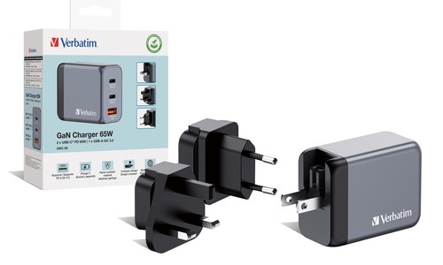 GNC-65 GNC-65 GAN Charger 65W EU/UK/US, 2X USB-C/1X USB-A. Batteries for phones, video cameras cases protecting glasses and other parts