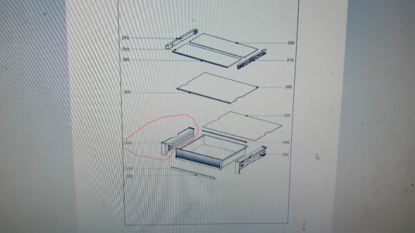 Šaldytuvo LIEBHERR kairys laikiklis. HOLDER LEFT VARIOSAFE K2 - Image 2