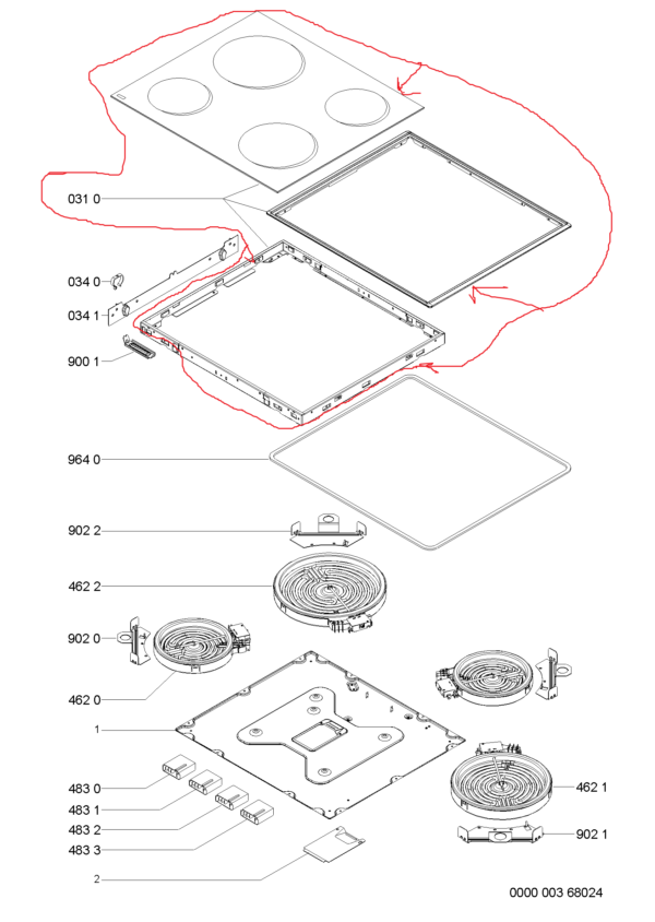 Kaitlentės WHIRLPOOL/INDESIT stiklokeramikinis paviršius komplekte - Image 2