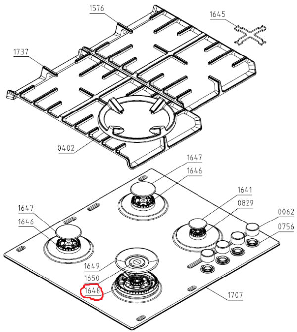 Dujinės viryklės HISENSE/GORENJE degiklis. BURNER CROWN DCC SABAF D3868 - Image 2