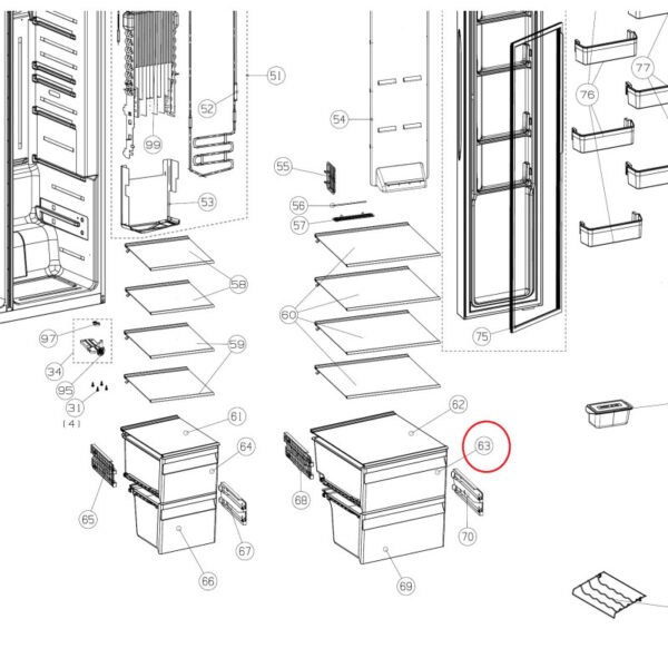 Šaldytuvo HISENSE/GORENJE viršutinis stalčius - Image 2