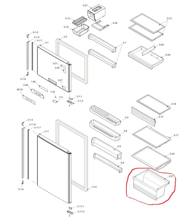 Šaldytuvo SHARP daržovių stalčius - Image 2