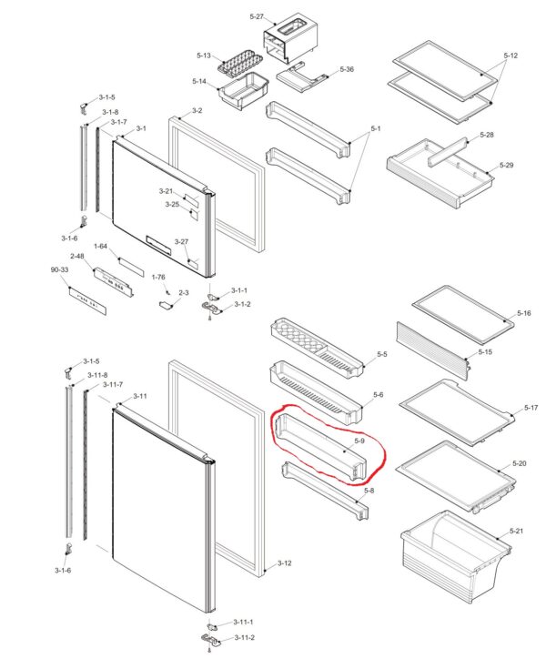 Šaldytuvo SHARP vidurinė durų lentyna - Image 2