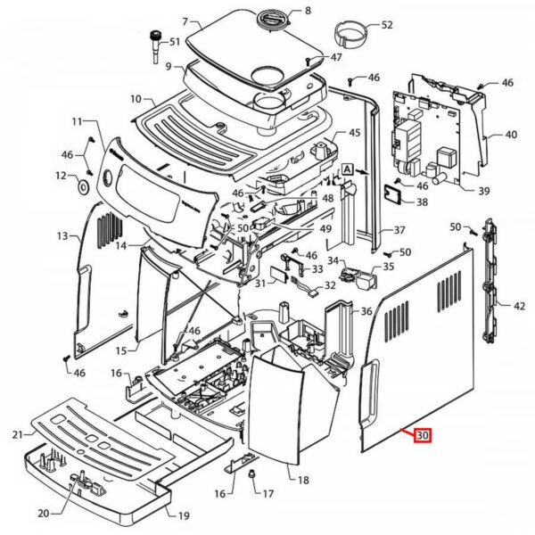 Philips,Saeco Intelia virimo bloko durelės. M/BLK RIGHT SIDE DOOR V4 NPR - Image 2