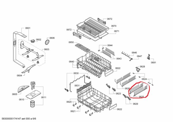 Indaplovės BOSCH/SIEMENS apatinio krepšio grotelės,orig. - Image 2