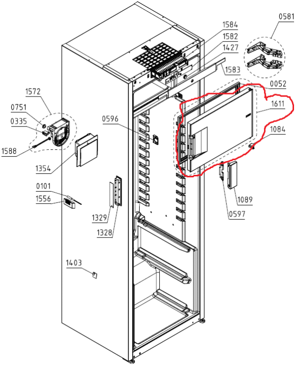 Šaldytuvo  HISENSE/GORENJE kameros durelės,be rankenėlės - Image 2