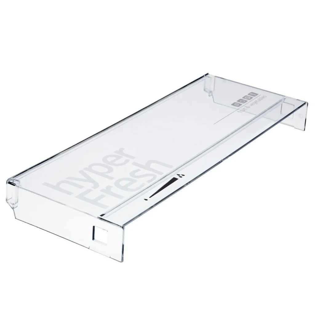 Šaldytuvo BOSCH/SIEMENS daržovių stalčiaus priekinė panelė,450 mm x 165 mm x 45 mm,orig. Holders for household refrigerators, drawers, shelves and other plastic details