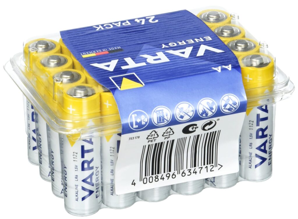 BATARĖJOS VARTA  AA komplektas 24 vnt . LR06 VARTA ENERGY, ALKALINE AA BATTERY, 1.5V (24-PACK) Silicone adhesives insulation battery batteries Bearded,epilators, etc.